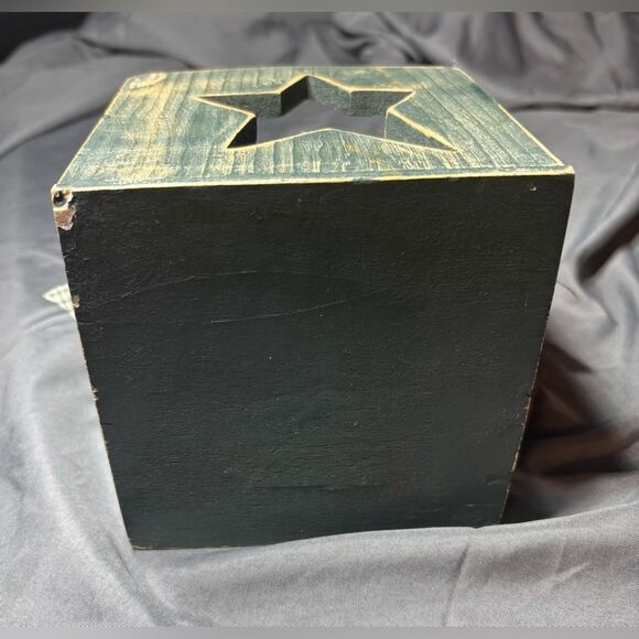 ☃️❄️☃️ Green Wood 4.5” X 7.5" Basket Star Cut-out with Handle Tealight Candle - Picture 6 of 6